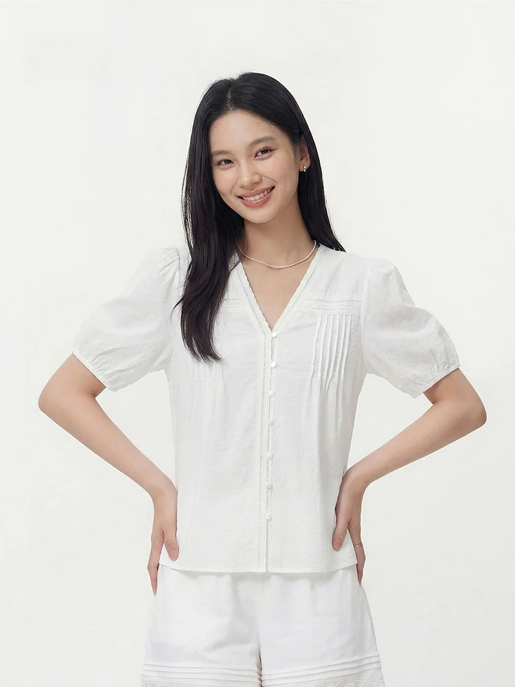 

Semir ort Sve Bubble Sve V-Ne Women's irt Summer Sweet And Mischievous Floral Design Cotton Youth Vitali S...