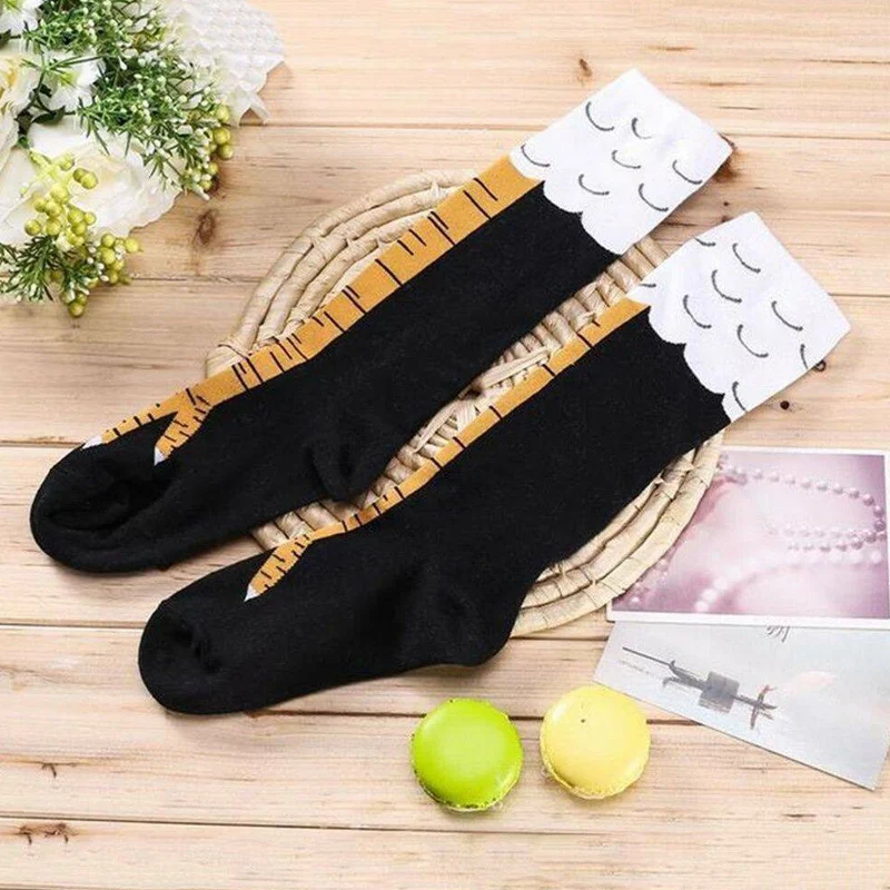 Winter Autumn Women 3D Chicken Paws Print Funny 3D Cartoon Thigh High Sock Fashion Cute Ladies Thin Toe Feet Stockings Cosplay