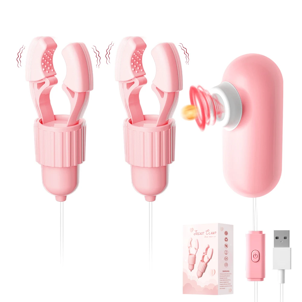 Sucking Vibrating Nipple Clamp Tongue Licking Vibrator For Women Breast Massage Labia Clitoris Clip Stimulation Massager Sex Toy