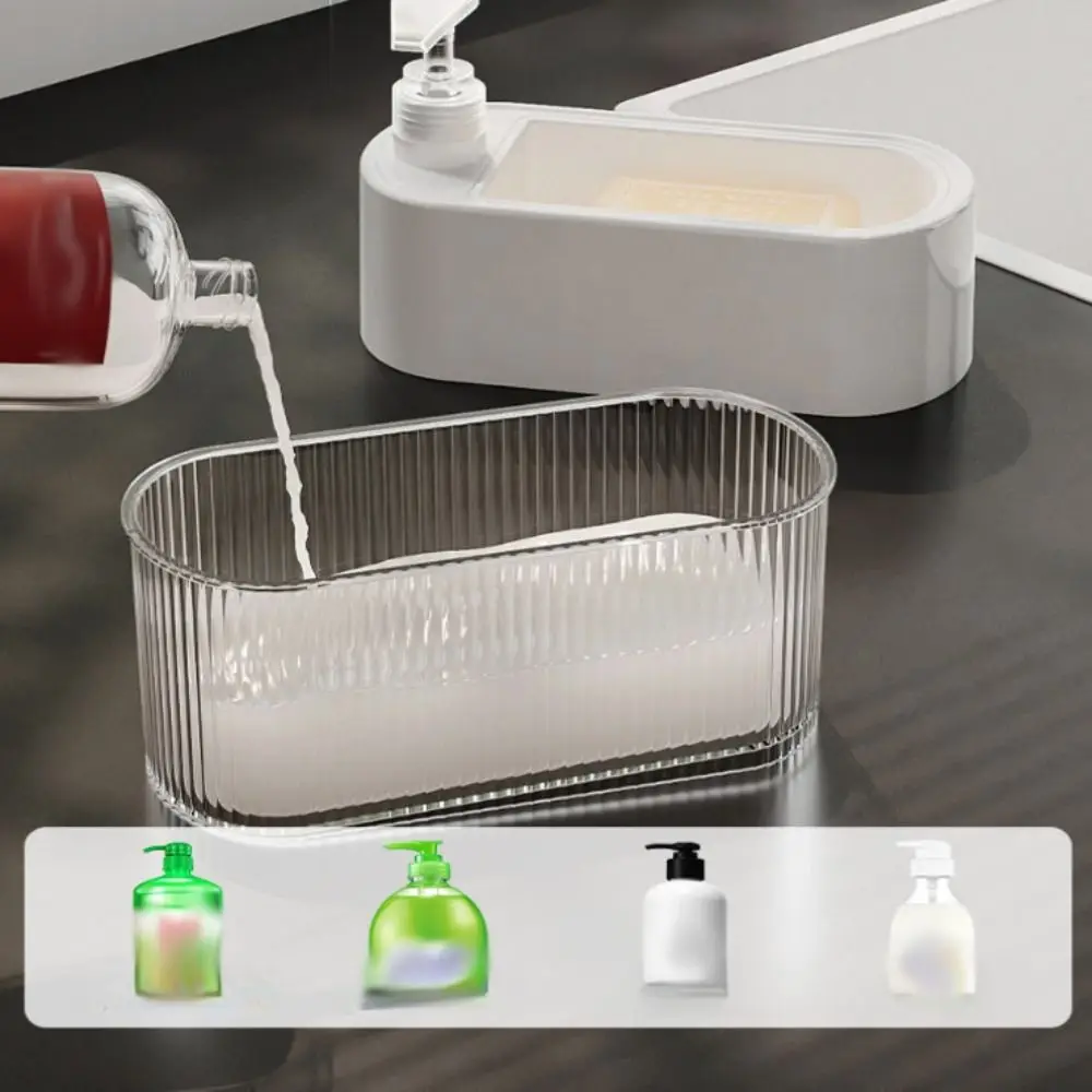 Dispenser di sapone da cucina in plastica con supporto per spugna Pompa per sapone per le mani Dispenser di detersivo Strumento di pulizia a prova di perdite