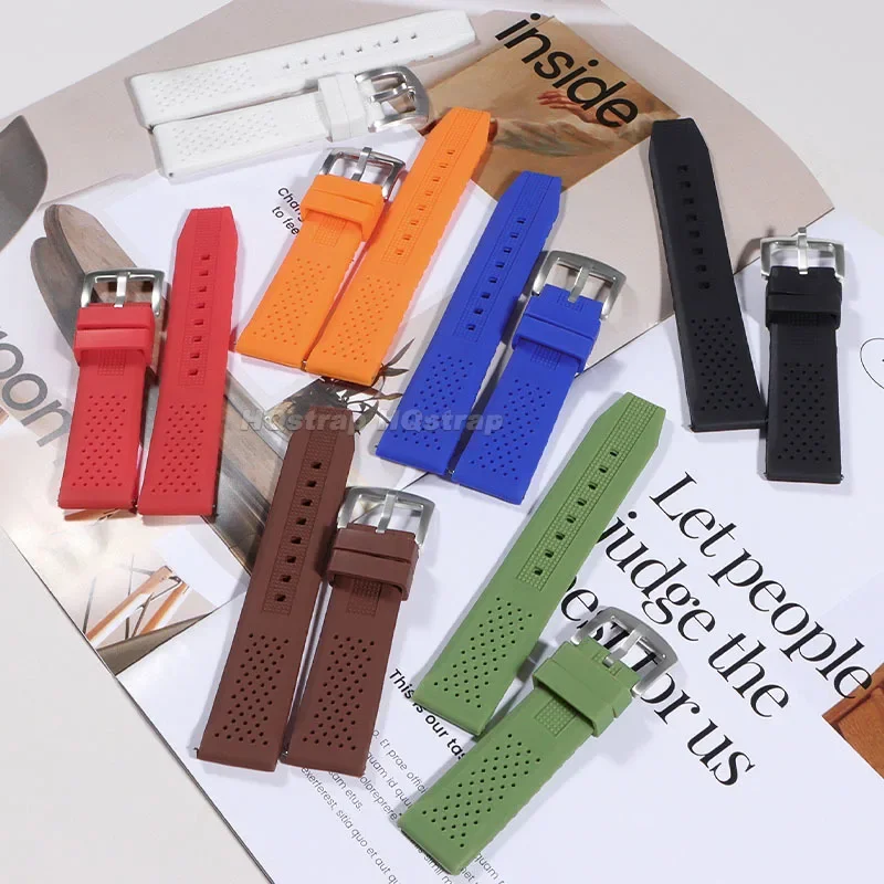 퀵릴리즈 방수 실리콘 시계 밴드, 고무 스트랩, 스포츠 범용 교체 팔찌, 16mm, 18mm, 20mm, 22mm, 24mm