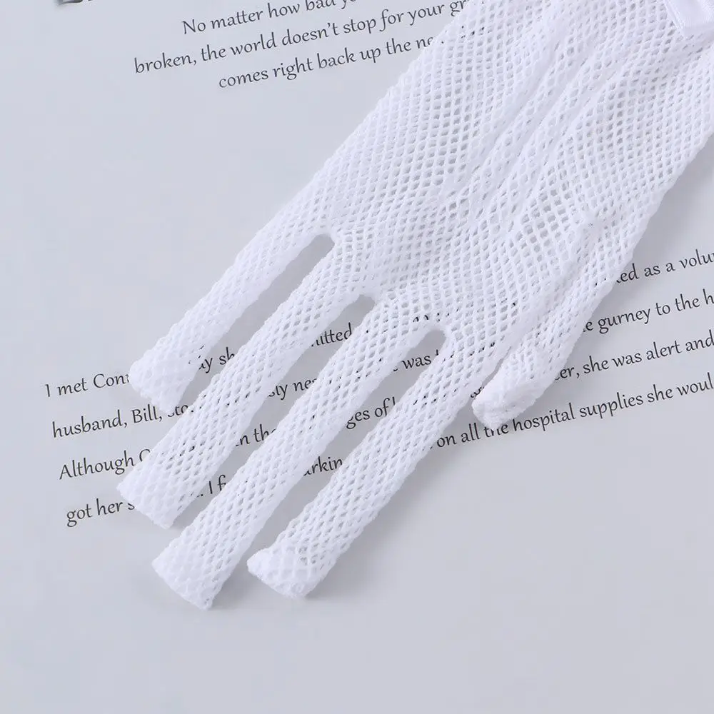 For Girls Breathable Crystal Anti-UV Bow Flower Women Driving Gloves Lace Sun Protection Mittens Wedding Gloves