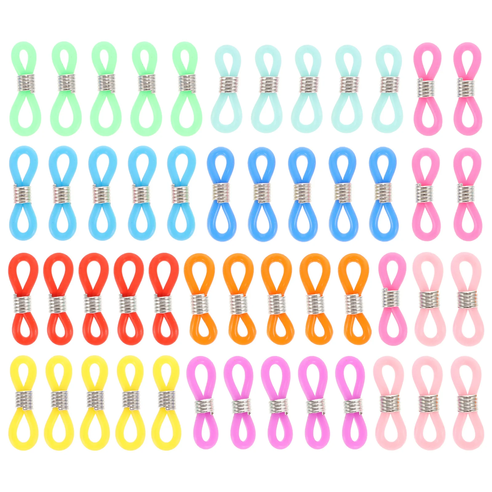 50pcs Colored Silicone Eyeglasses Anti Rings Round Ear Locks Grips Temple Tips Chain Accessories Fits Various for Daily