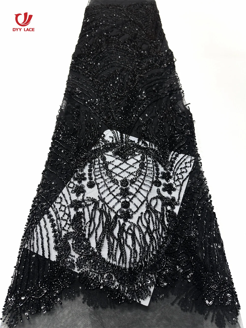 

Luxury Nigerian African Beaded Lace Fabric 2025 High Quality Sequins Embroidery African French Lace Fabric For Sewing Dress