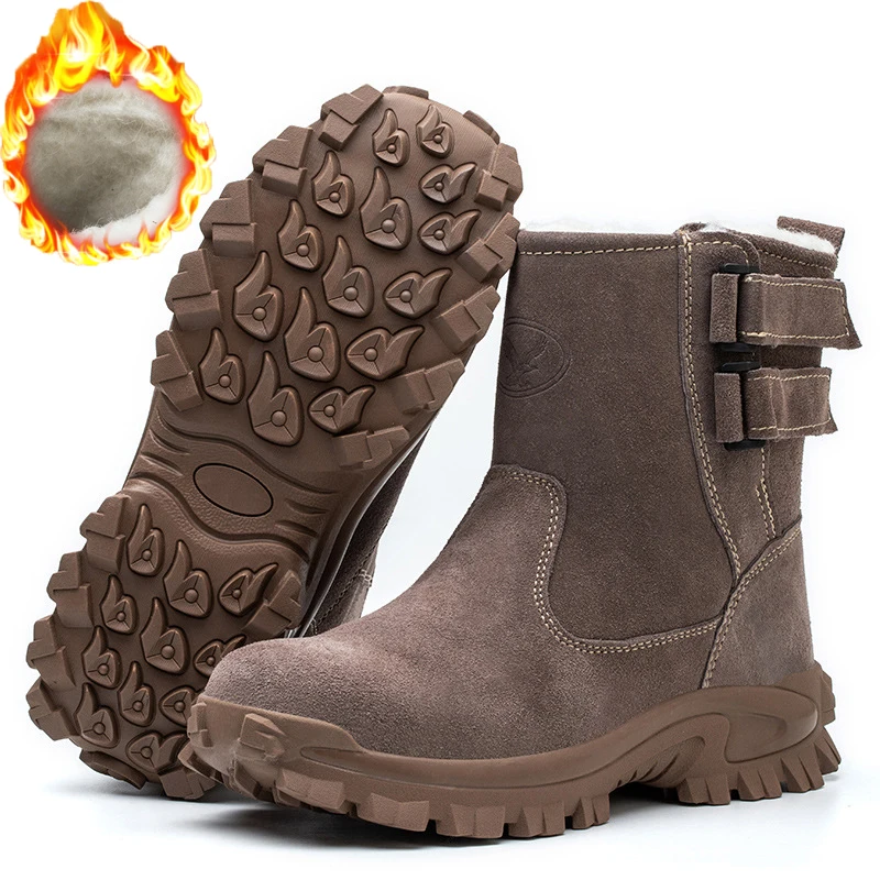 

Winter safety protective boots Men Shoes Puncture-Proof Work Boots Steel toe shoes warm Plush snow boots Indestructible shoes