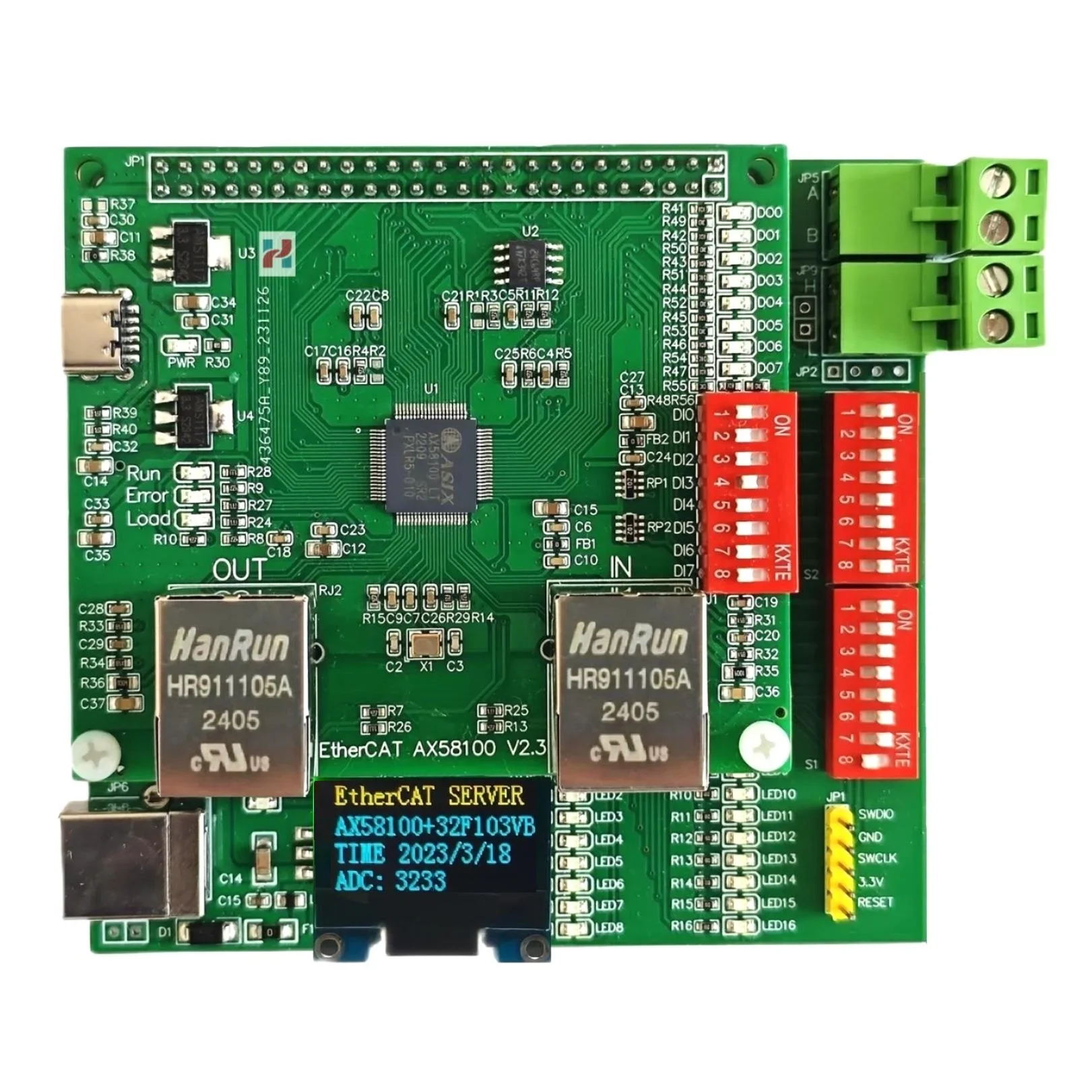 LAN9252 AX58100 EtherCAT Slave Development Board Base on STM32 MCU,EtherCAT  Master Based on SOEM