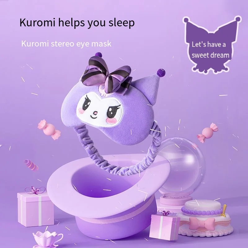 

Genuine MINISO Kuromi Cartoon Cute Soft Comfortable Breathable Solid Color 3D Bow Shading Relaxation SleepAid Eye Patch Gift