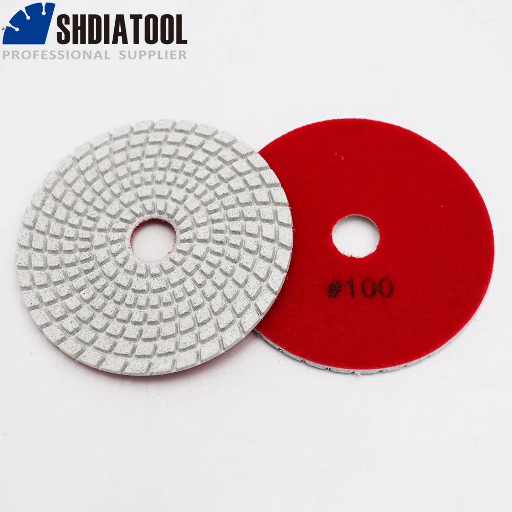 SHDIATOOL-almohadillas flexibles para pulido de diamante, disco de lijado para piedra de granito y mármol, 4 ", B #100, 100mm, 7 unidades