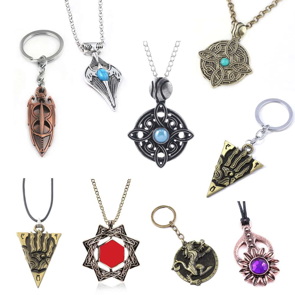 Elder and The Scrolls Keychain Hot Classic Game Periphery Jewelry Set Gmae Fans Collection Accessories Christmas Gifts