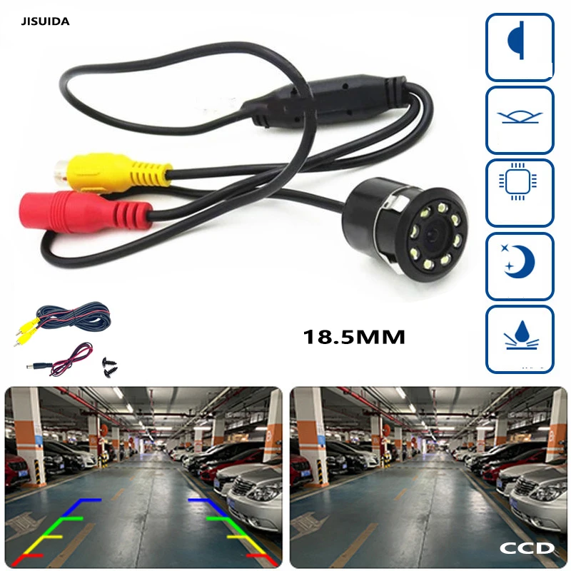 

Car rear view camera 8 LED 18.5 reversing camera night vision high-definition waterproof lamp perforated rear view color image