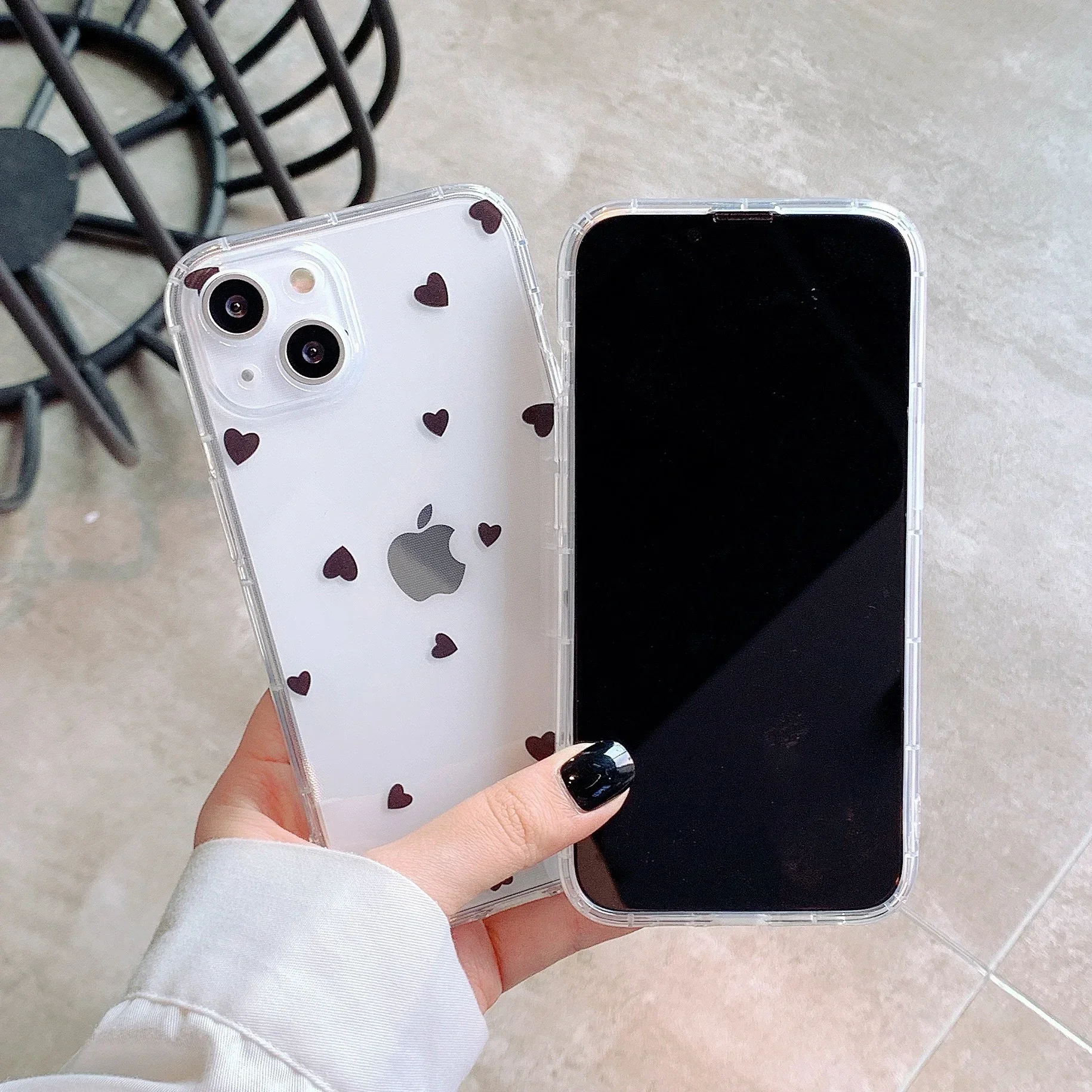 Simple Love Heart Phone Case For IPhone 16 15 14 13 12 11 Pro Max Mini 7 8 Plus SE Transparent Soft TPU For IPhone 13 Cute Cover