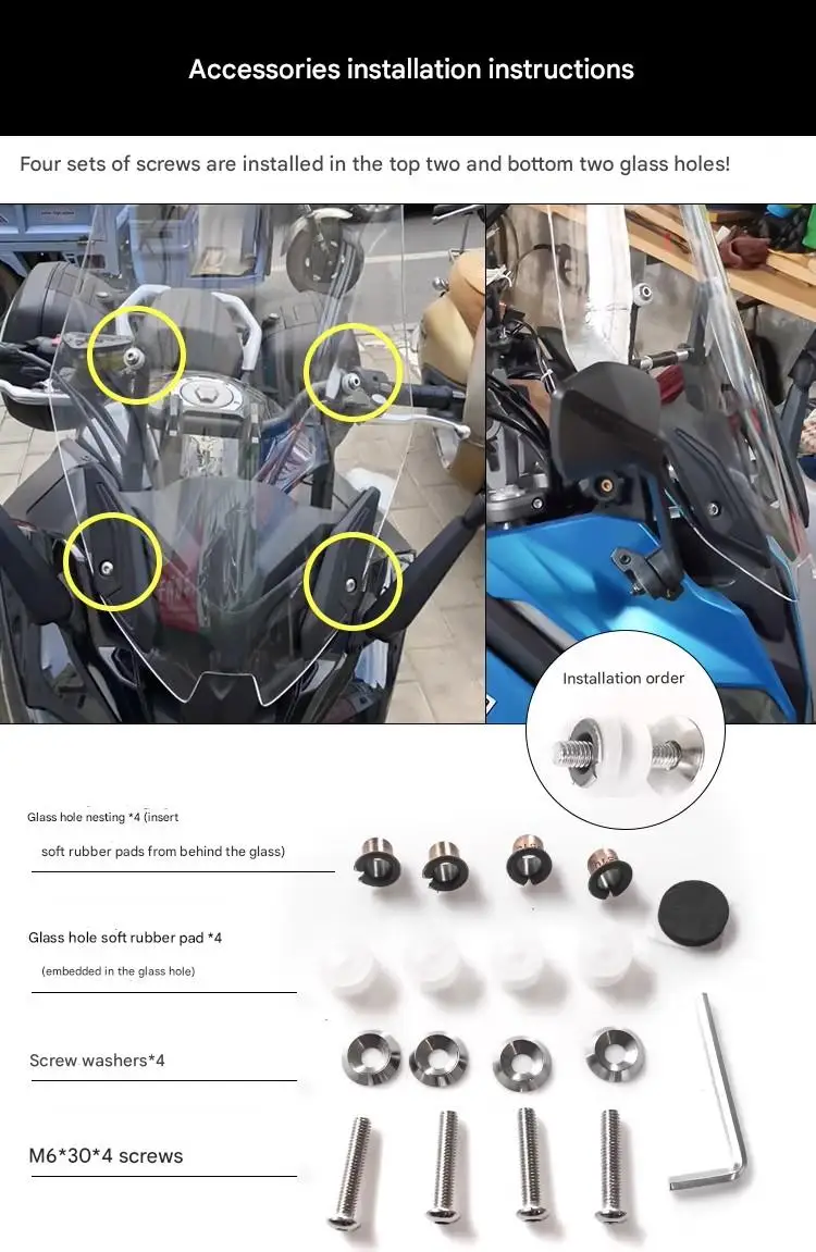 Sport Touring Style Windshield for CFMOTO 400GT 650GT, All-Weather Wind Protection