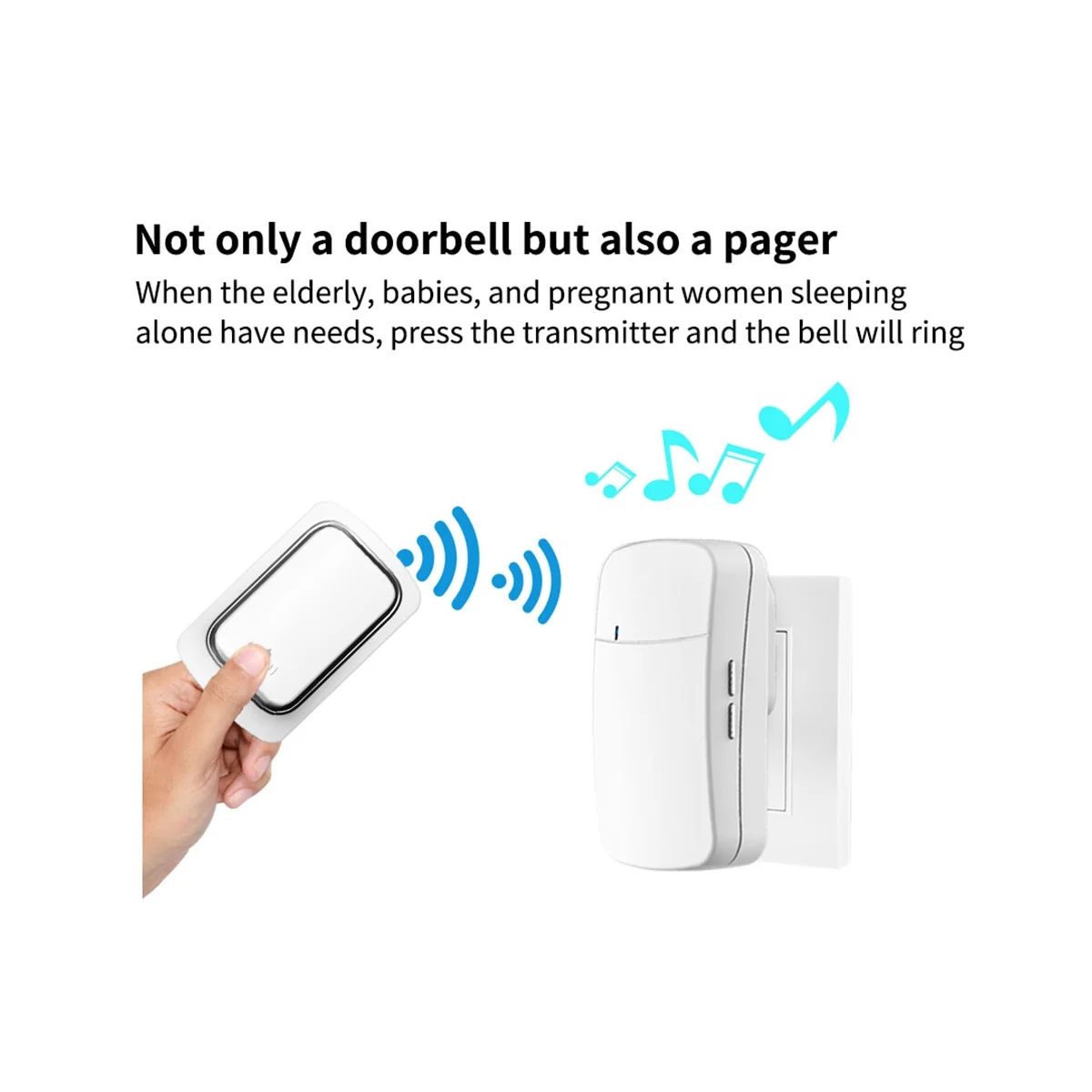 Wireless Doorbell No Battery Required Waterproof Self-Powered Door Bell Sets Home Outdoor Kinetic Ring US Plug A