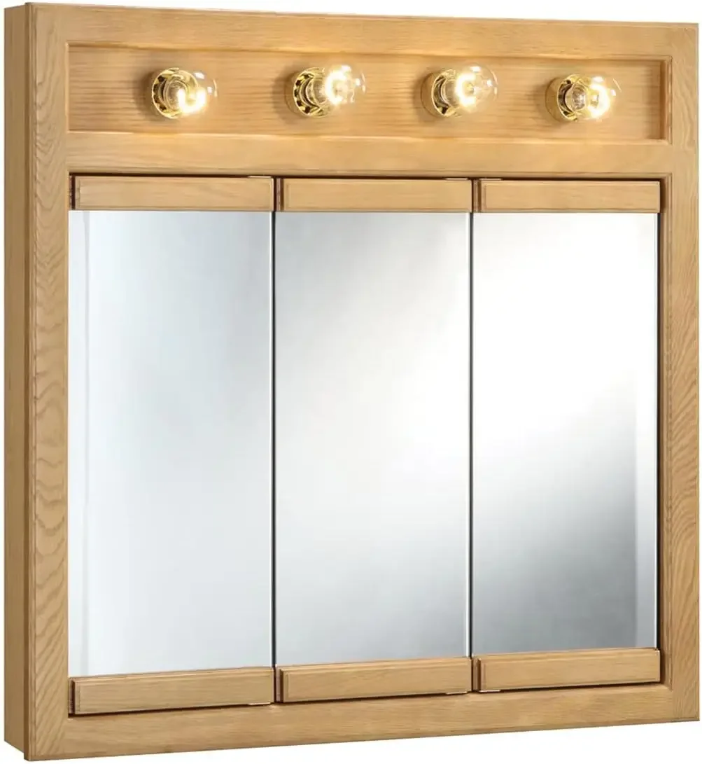 36-inch Medicine Cabinet in Nutmeg Oak Wood Handmade with Resilient solid Wood construction looks beautiful