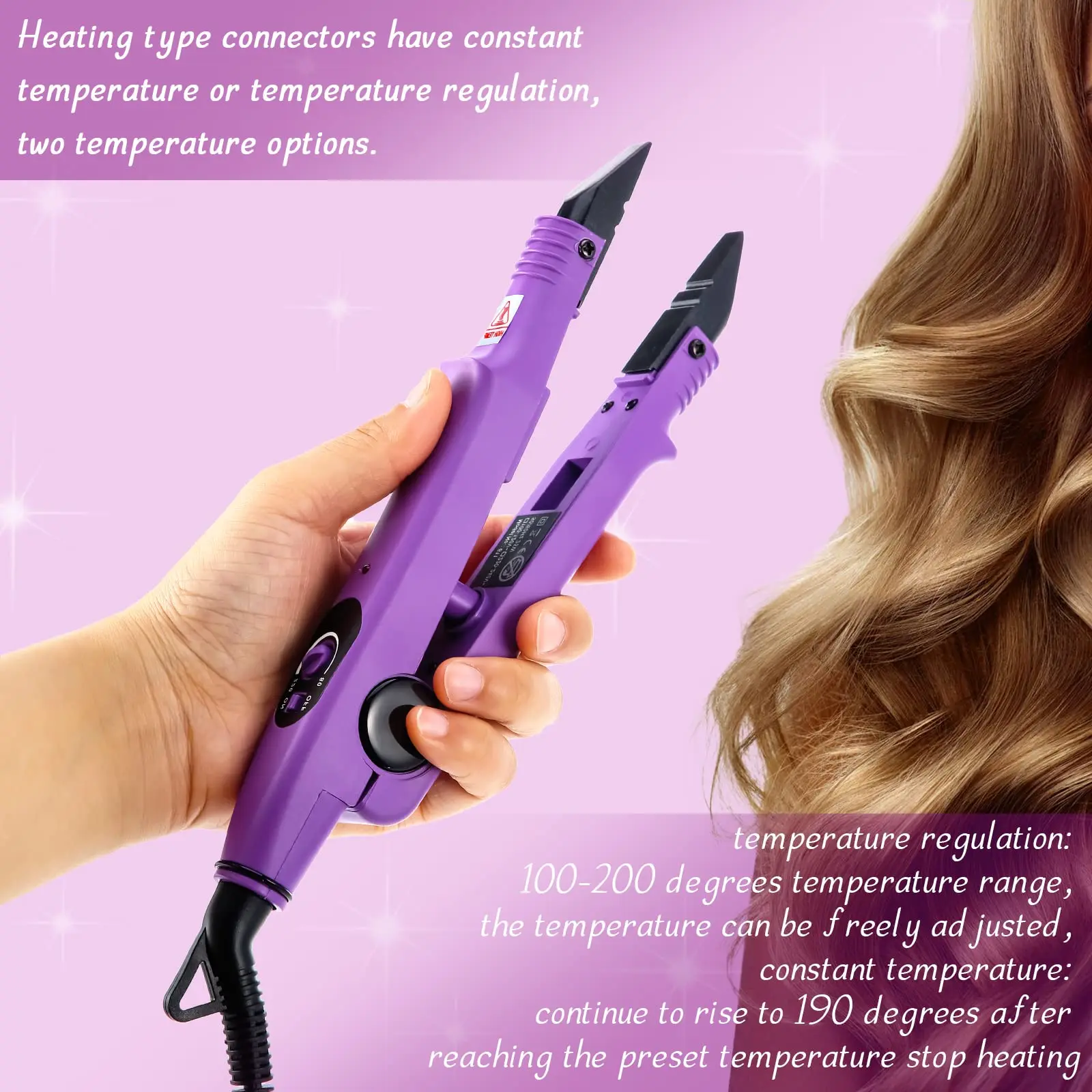 Malaika 611B Keratin K-Tips Bonding Machine Mega Hair Extension Recapsulation Iron Tool Grad verstellbares K-Tip Eisen für Salon