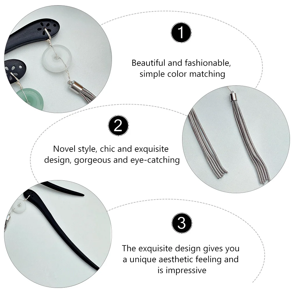 

Hairpin Headdress Vintage Stick Chinese Chopsticks Tassel Style Accessory Alloy Retro Bun Tidying
