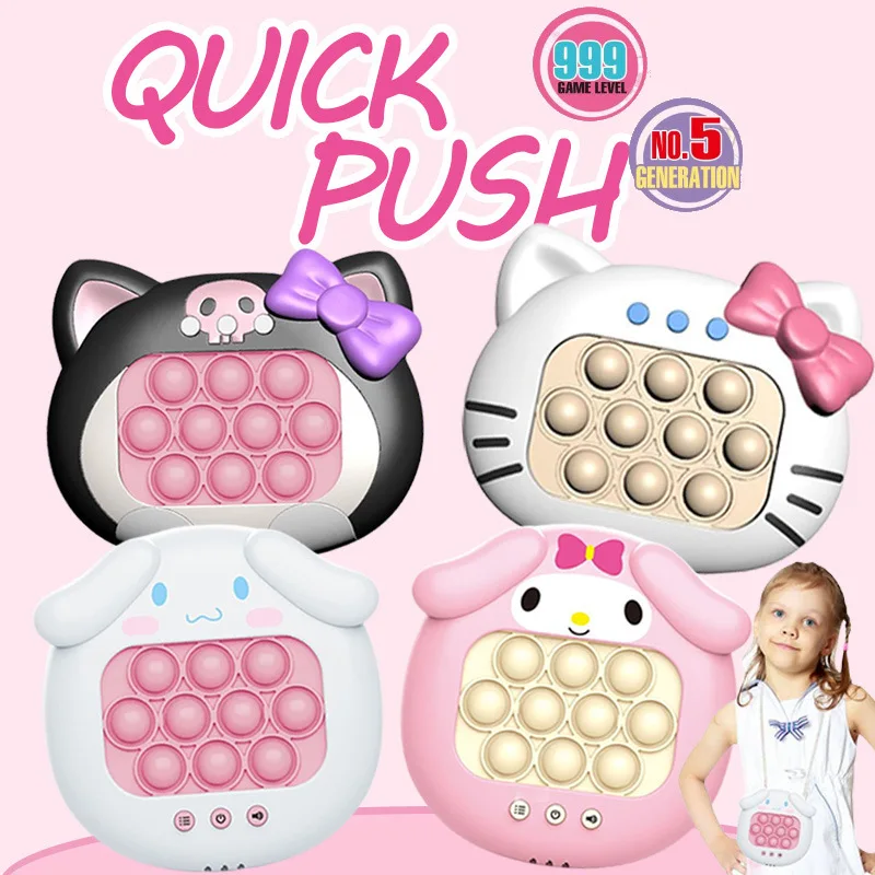 Sanrio Hello Kitty Quick Push Childrens Press Handle Fidget Toy Quick Push Game Squeeze Relief Toys Whac-A-ole Toys Sensory Toys