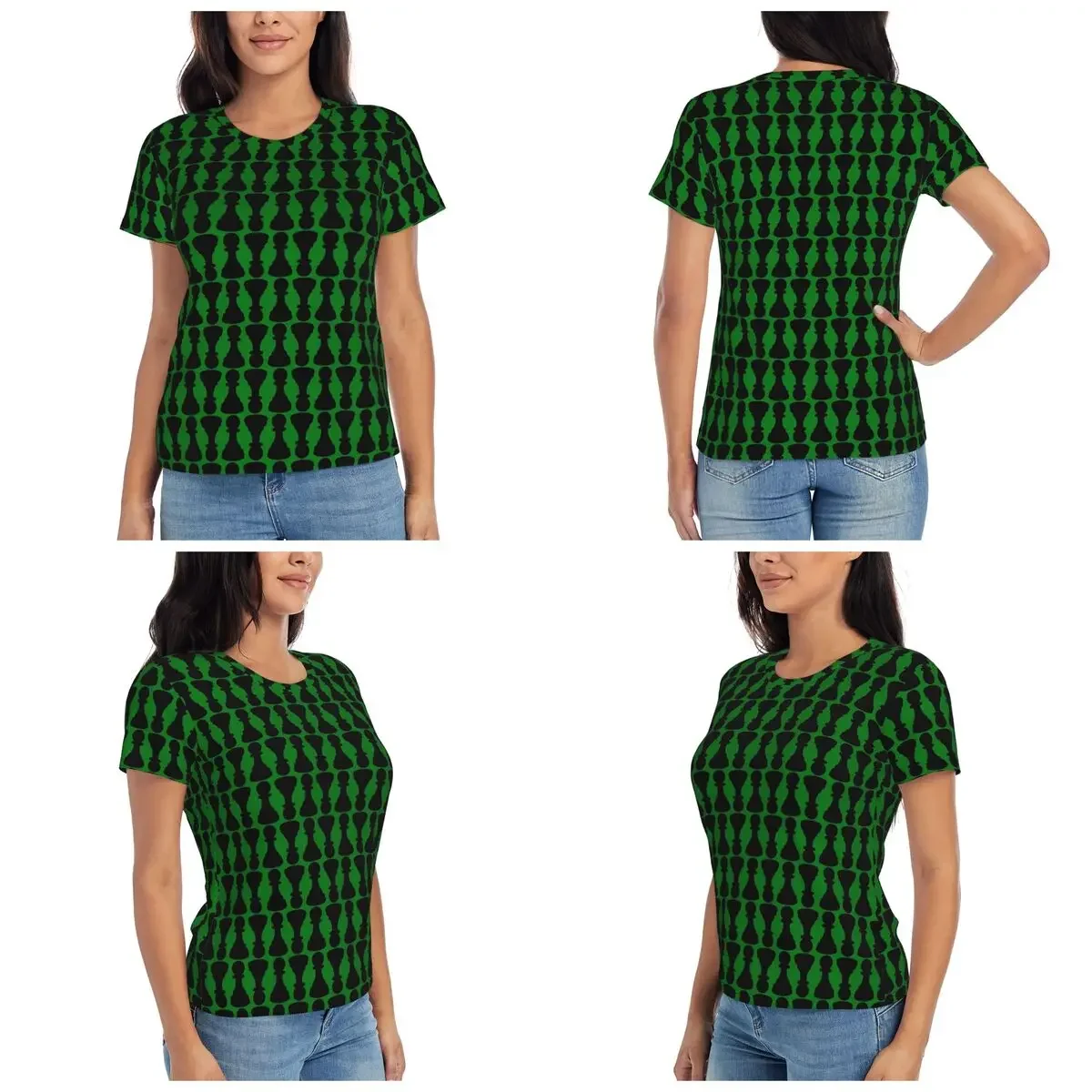 Chess Pieces On Board Chessboard T-Shirt for Women O-Neck Streetwear T Shirts Women's Short Sleeve Summer Clothes Tops