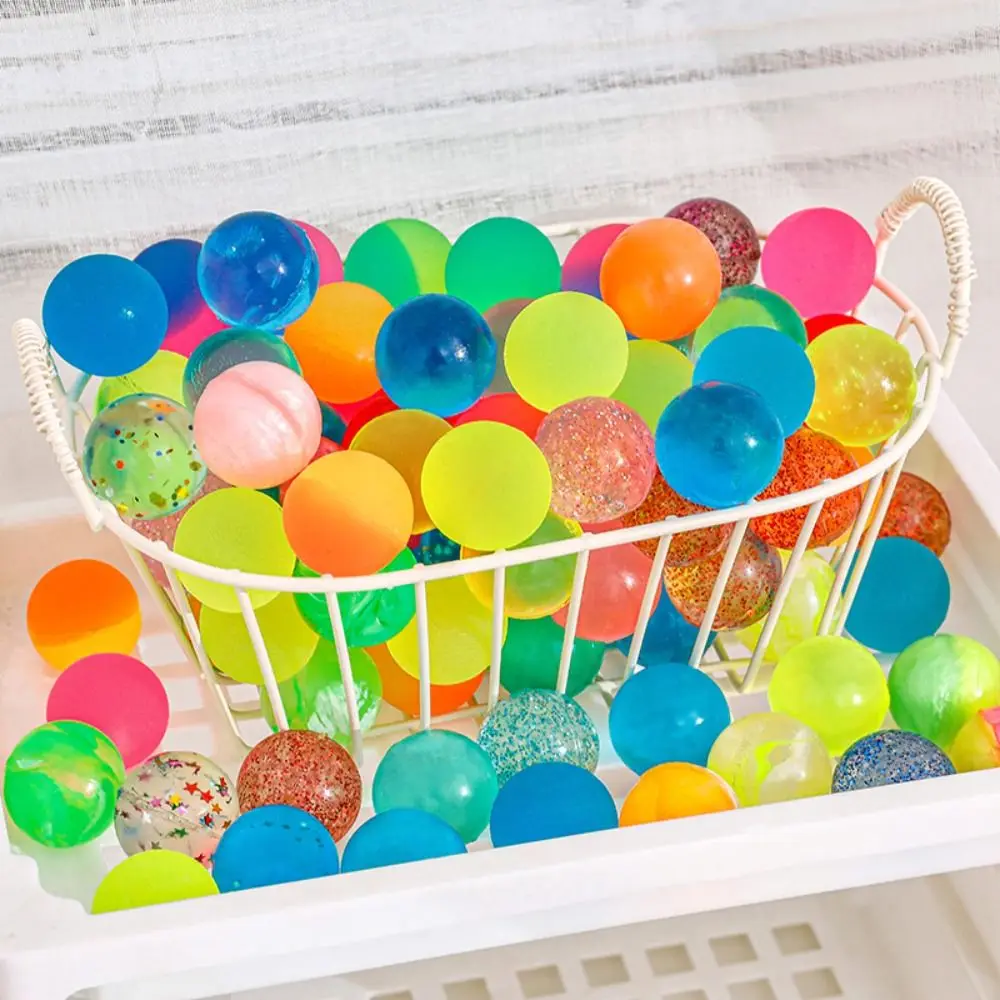 Funny Gradient Color Colorful Bouncy Ball Bouncing Fun Shiny Rubber Ball Glitter Transparent High Bounce Toy Balls Kids
