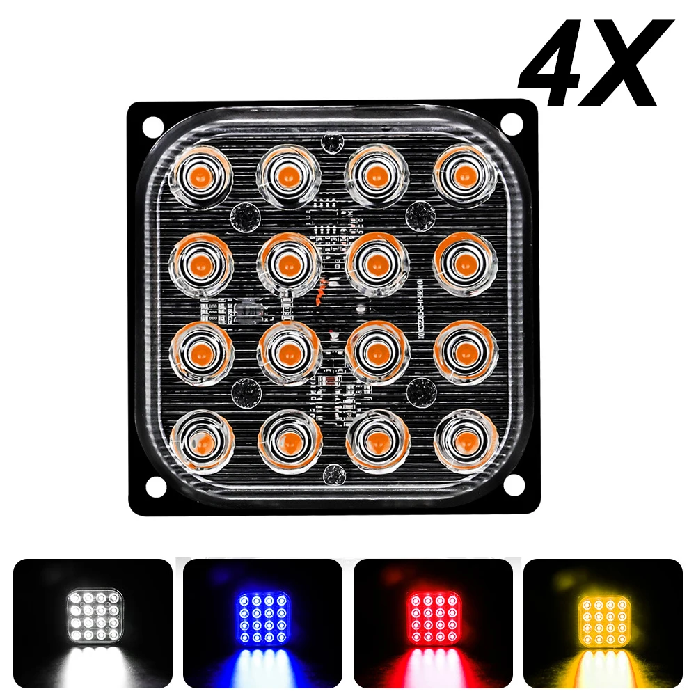 4x Truck 12V 24V 6smd LED Strobe Warning Light Strobe Grille Flashing Lightbar Car Beacon Lamp Amber Yellow White Traffic Light