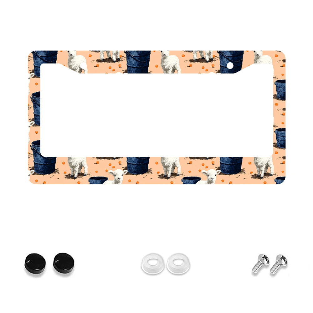 

1 шт., рамка номерного знака с 2 отверстиями и рисунком розового ягненка, алюминиевый материал, 6x12 дюймов с набором винтов, ретро, новинка, украшение автомобиля, подарок