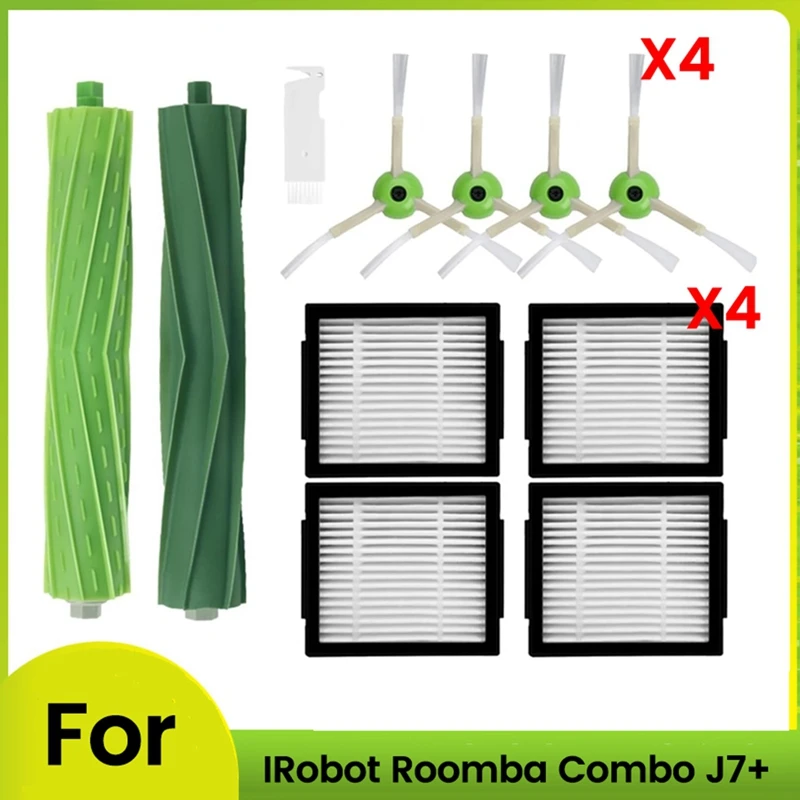 

11 шт., роликовая щетка, боковая щетка, HEPA-фильтр для Irobot Roomba Combo J7 +, запасная часть для пылесоса