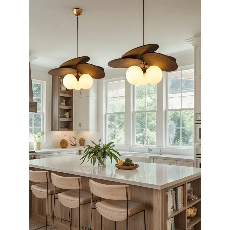 French Vintage Pendant Lights LED Rattan Weave Hanging Lamps Restaurant Study Retro Home Decor