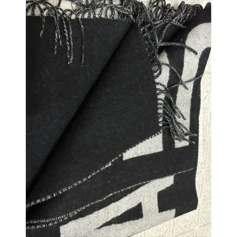 26防風スカーフ 冬用暖かいカシミヤショール、カシミヤスカーフ、文字デザイン入りで厚くて暖かい、高品質でファッショナブルなスカーフ