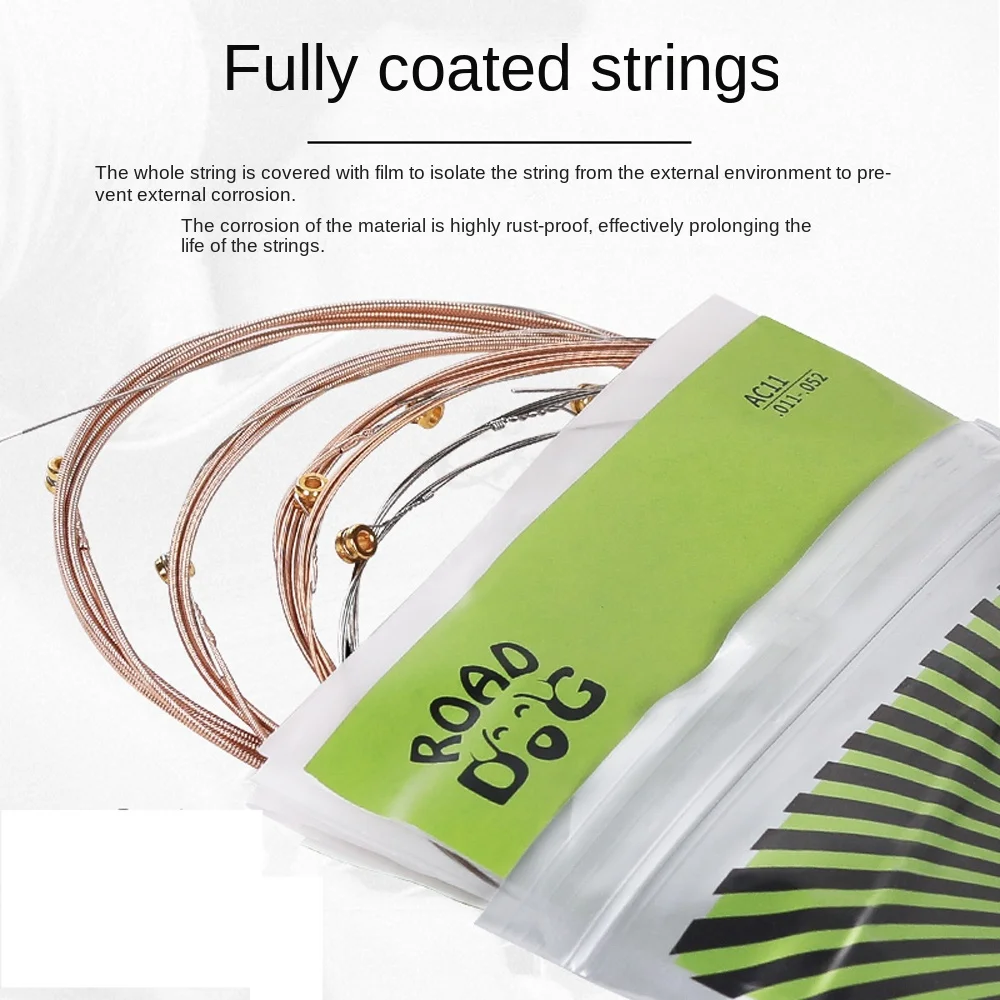 1 ชุด AC10/KE09/KE10 แผนที่กีตาร์ Strings Bronze เสียงดีกีตาร์พื้นบ้าน Strings 6 Strings Full Smooth สายกีตาร์ไฟฟ้า