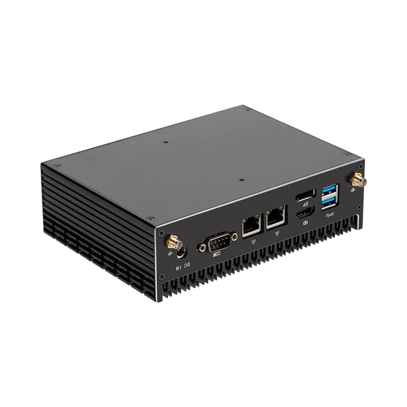 Mini PC Intel Pentium 5405U sans ventilateur, 2x emplacements DDR4, M.2 SSD COMPANY 232 DB9, 2x LAN, Type-C, emplacement pour carte SD, WiFi, BTéclairé, HDMI2.0, DP, 4K, Win11