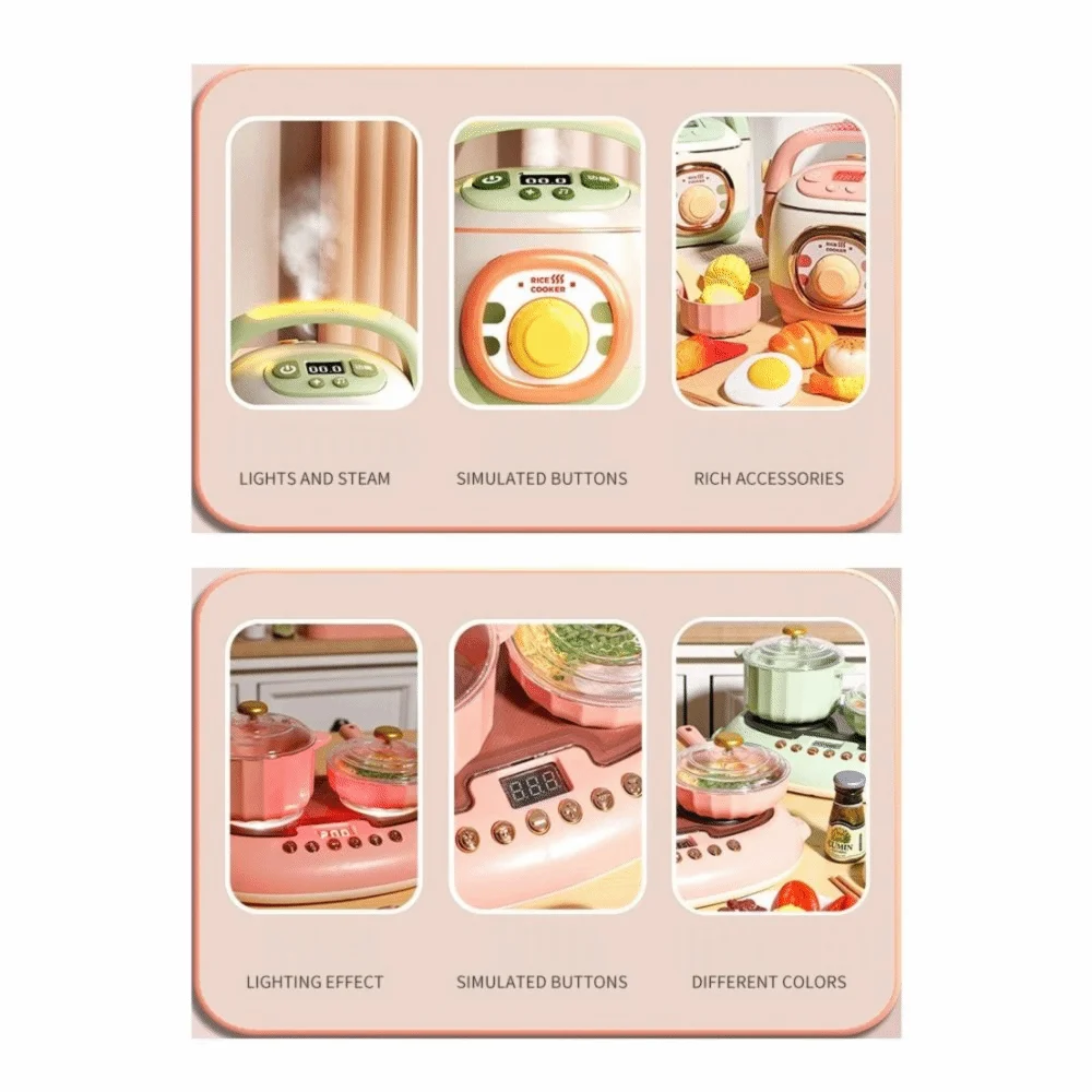 Cuiseur à riz électrique en Spray acousto-optique, simulation de cuisson, jouet amusant, Mini cuisine, ensemble de maison de jeu, véritable cuit