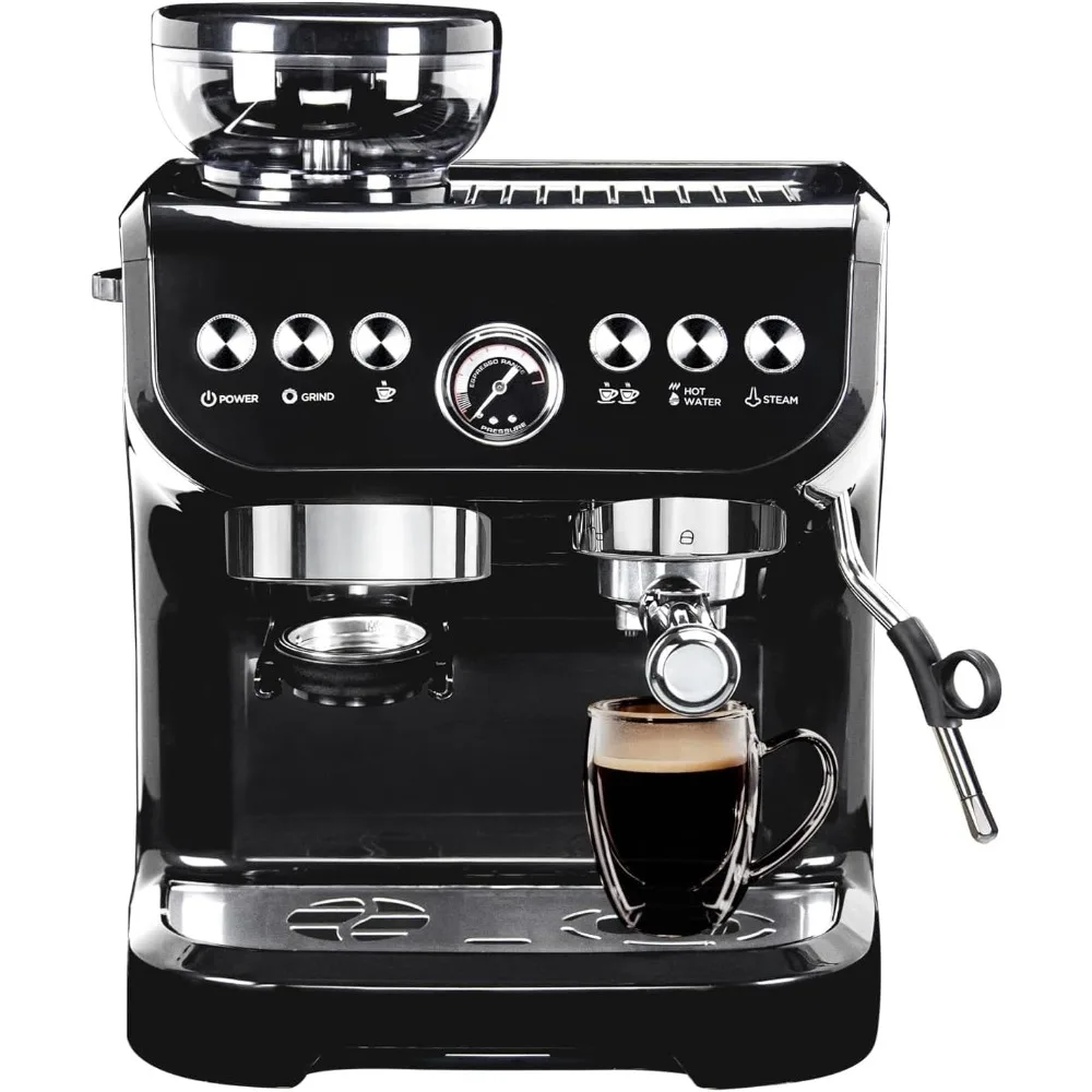 

Espresso Machines, Coffee Maker with Milk Frother Steam Wand, Built-In Bean Grinder, Combo Cappuccino Machine, Coffee Machines