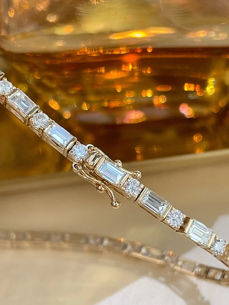 KUGG 100% 18K Yellow Gold Bracelet Luxury Fashion Design 4.83carat Real Natural Diamond Bracelet for Women High Party Jewelry