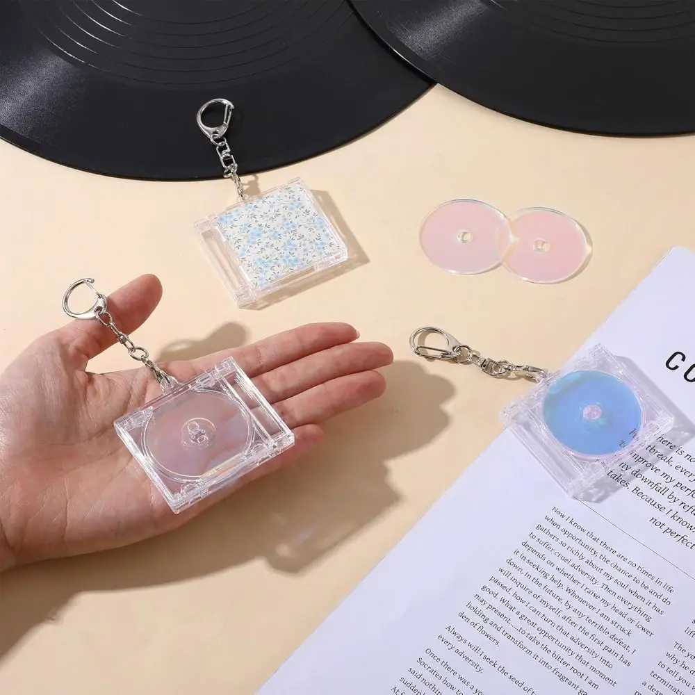 5pcs Creative Acrylic Mini CD Holder Personalized NFC Key Pendant Universal Multi-Functional Keychain Album Case Gift