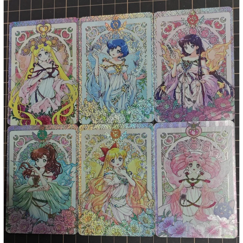 Sailor Moon Flash Card, Tsukino Usagi Mizuno Ami Kino, serie prospera, 6 hojas, figuras de acción, colección de juegos de Anime