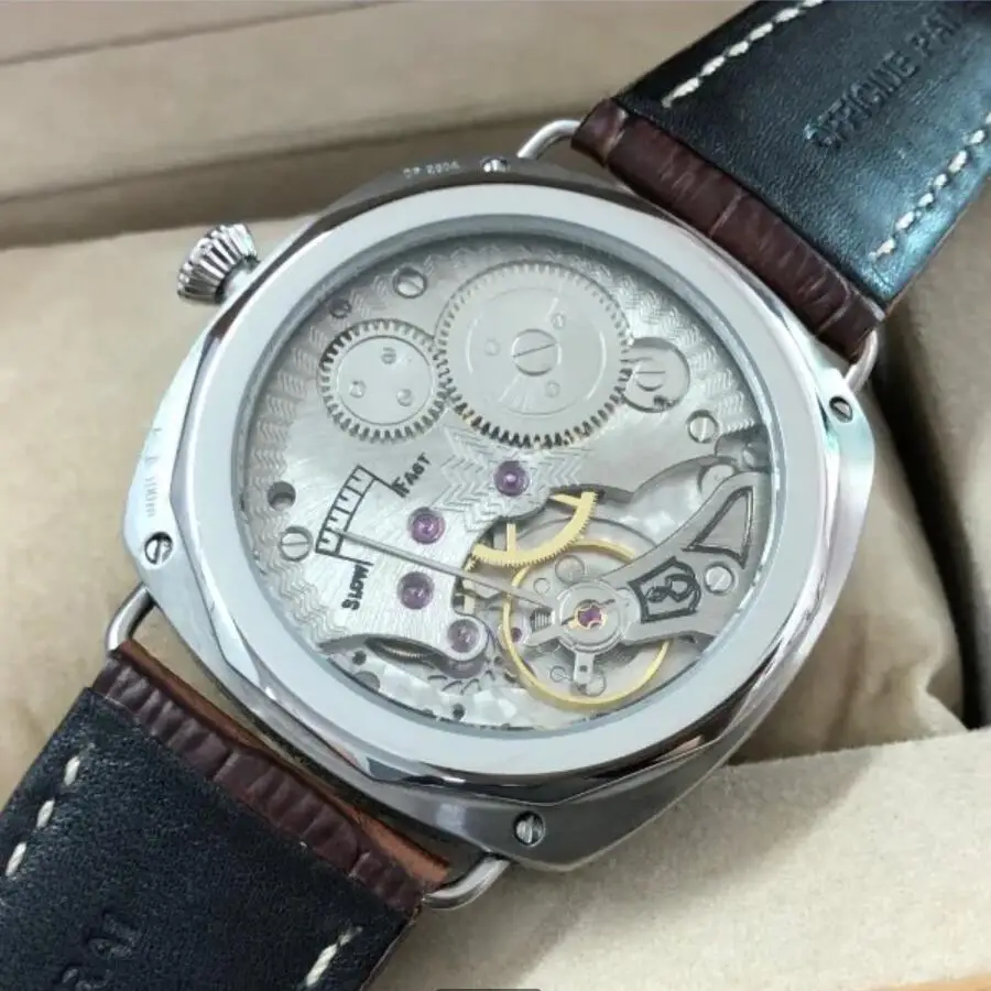 47mm NO LOGO Asian 6498 17 Jewels Mechanical Hand Wind Movement Carving Decorative Pattern Case Pilot Watch GR0511-24