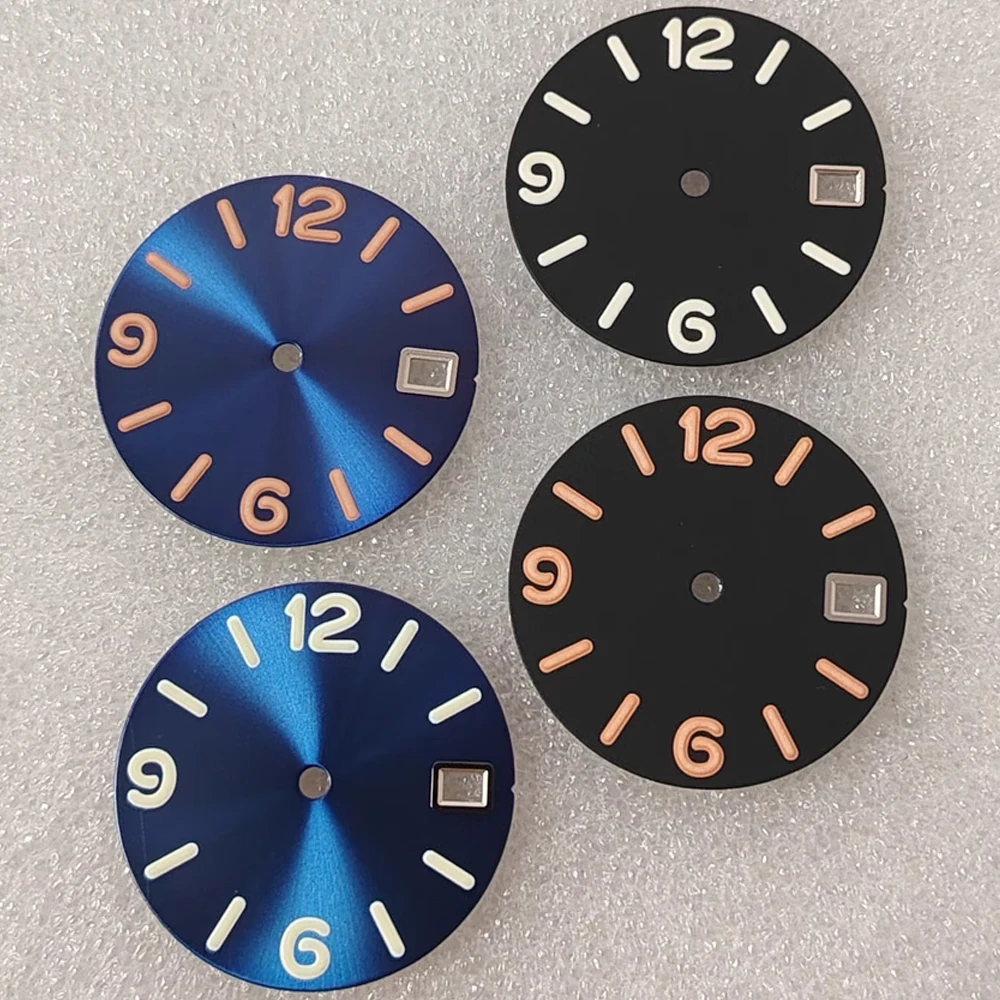 

6/9/12 Numerals Orange/White-Green Nails Watch Dial, Green Luminous NH35 Dial 28.5mm for NH35/NH36/4R/7S Movement, Watch Face