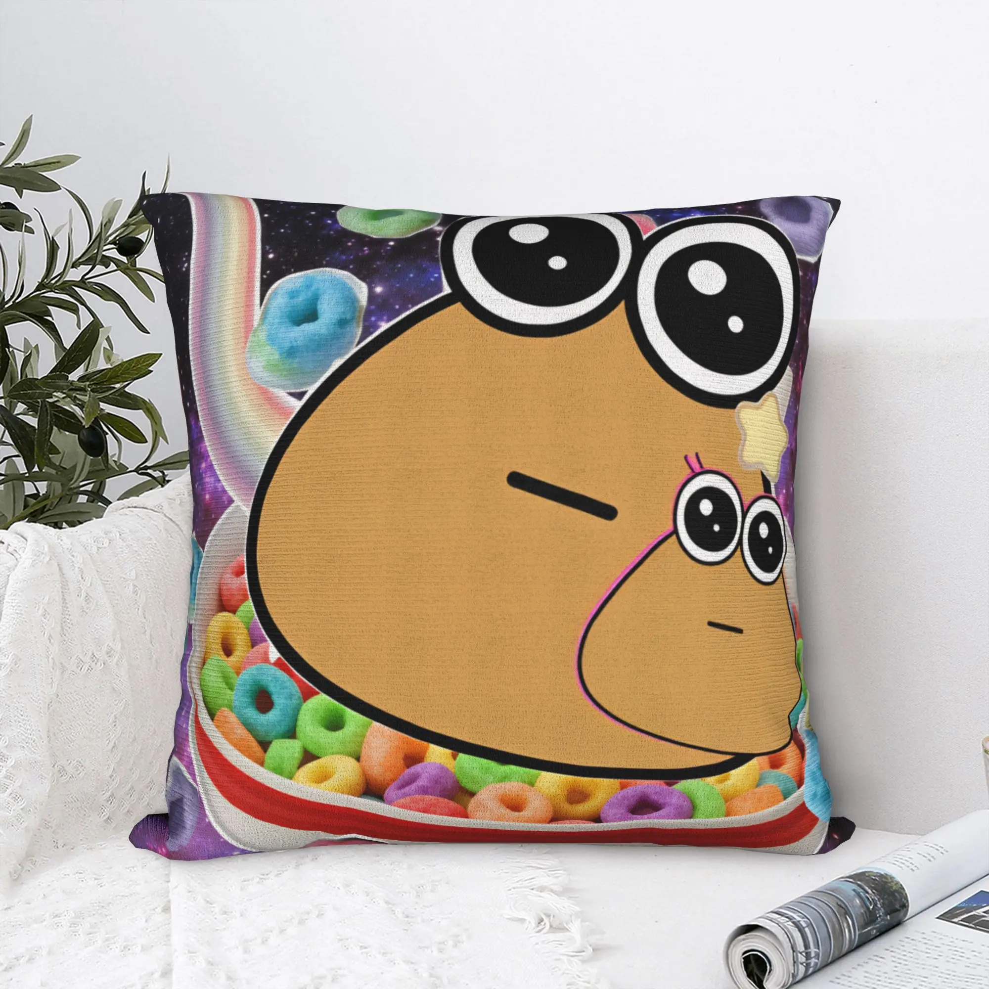 My Pet Alien Pou Pillowcases  Cute Funny Pillow Case For Sofa Couch Bed Living Room Comfy Pillow Cover