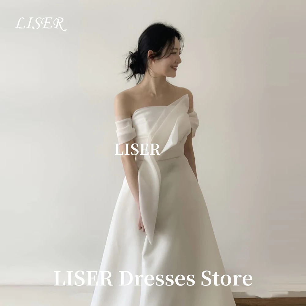 Liser الحبيب كوريا فساتين الزفاف صورة تبادل لاطلاق النار لينة الشيفون أكمام الطابق طول زي العرائس مشد الظهر ویزدينغ DersCustomized