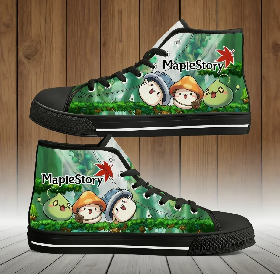 

Кеды MapleStory Canvas на заказ, высокие, для пар, модный дизайн с мультяшными персонажами для мужчин и женщин