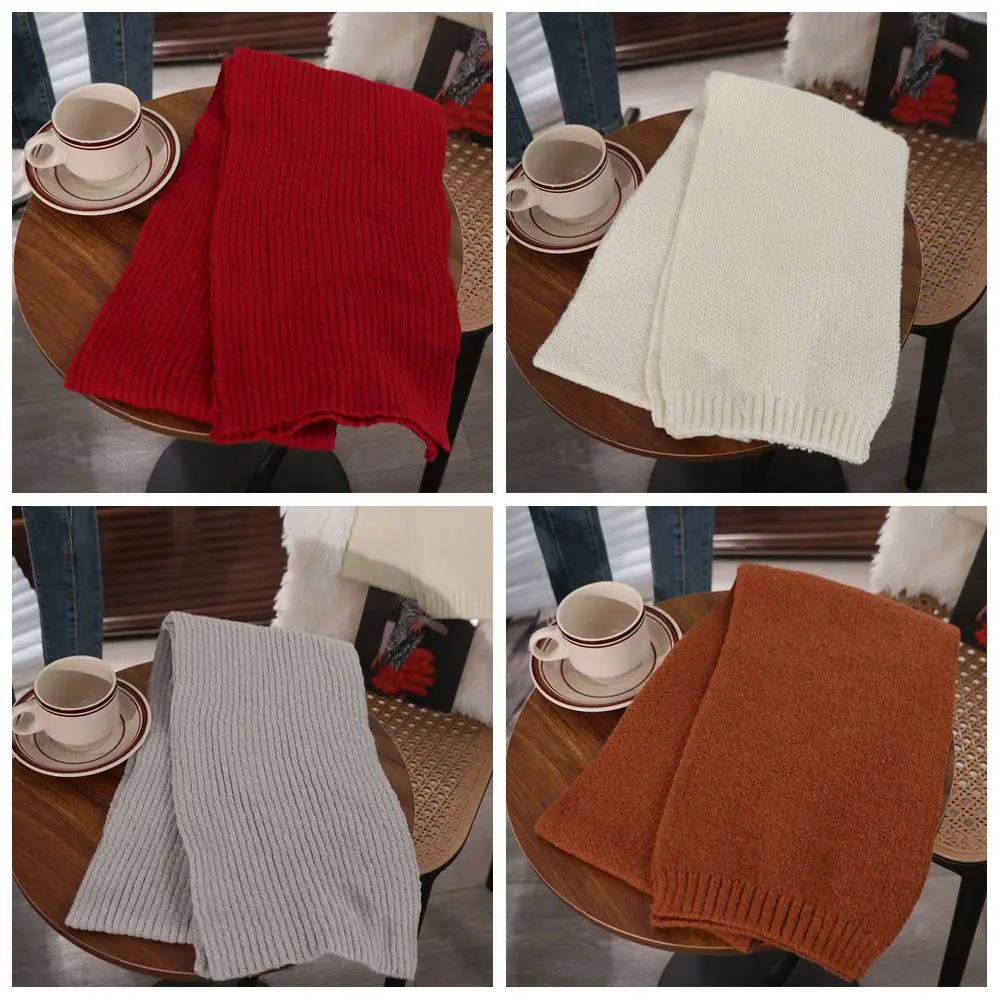 Cute Imitation Cashmere Solid Color Scarf Long Thickened Knitted Scarves Keep Warm Korean Style Wool Shawl Clothing Accessories