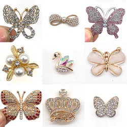 Butterfly Swan Crown Metal Alloy Shoe Charms, 9 Estilo de Decorações, Acessórios com Botões