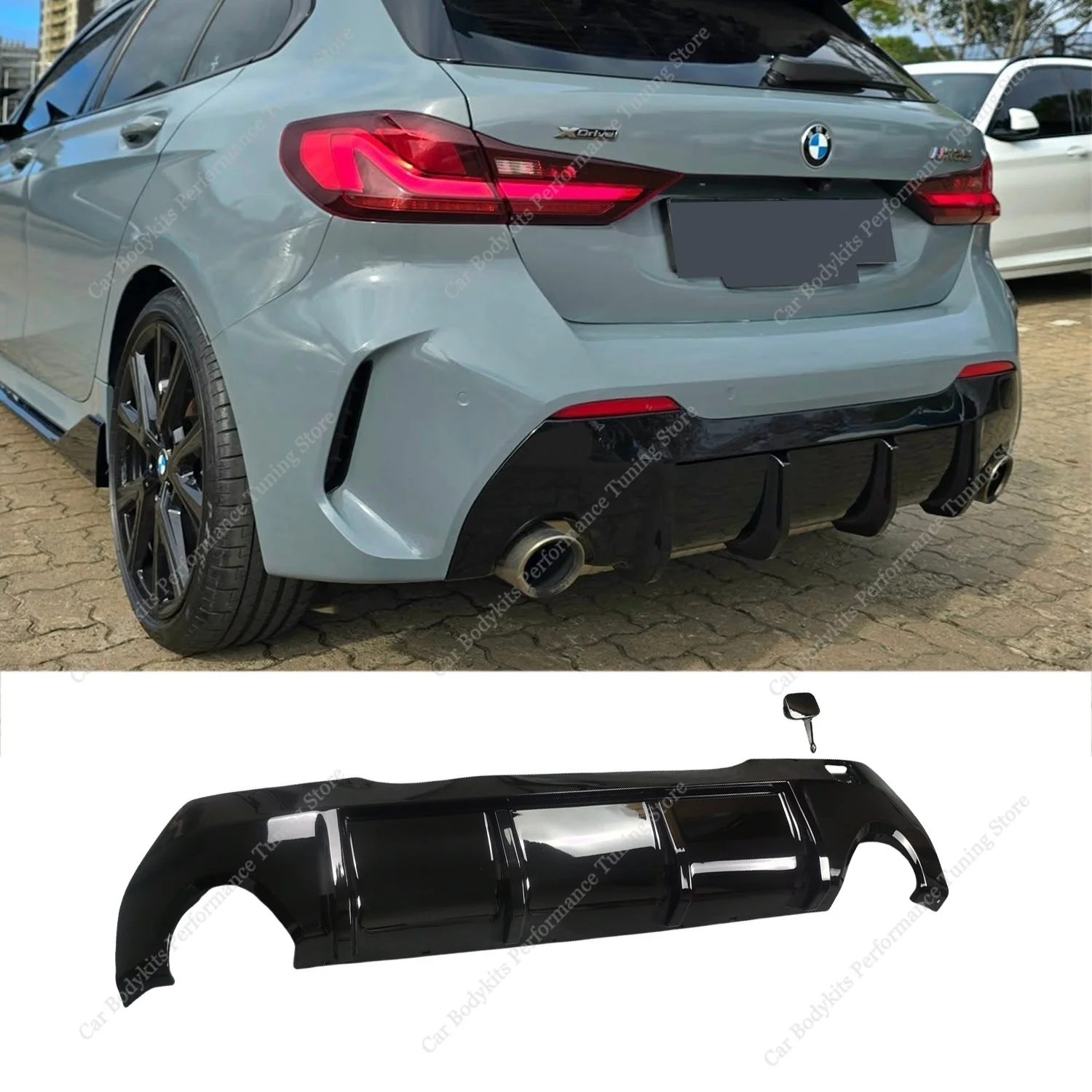 

For BMW F40 Gloss Black M Performance Style Rear Diffuser Lip OEM Replacement 128ti M135i M Sport 2019-2024 Bodykits Tuning