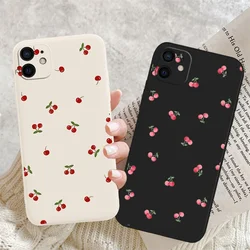 Ins Cherry Silicone Matte Phone Case for iPhone 17 15 14 12 11 13 16 Pro Max Mini X XR XS 7 8 Plus Soft Back Cover Fundas Shell
