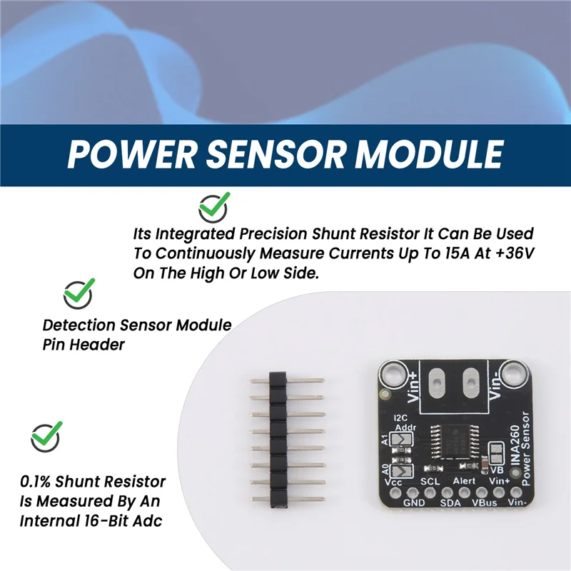 【Sleek Design】2X INA260 Detection Sensor Module High Or Low Side Voltage Current Power Sensor Portable Module