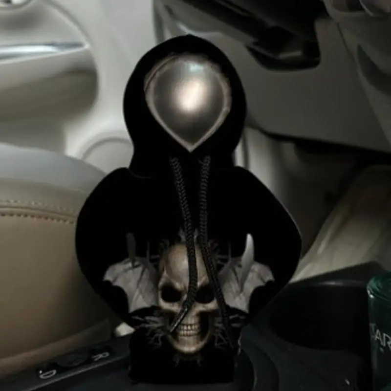 Car Gear Shift Hoodie Skeleton Pattern Winter Warm Car Shift Knob Hoodie Protector Fashionable Gear Stick Shifter Hoodie For