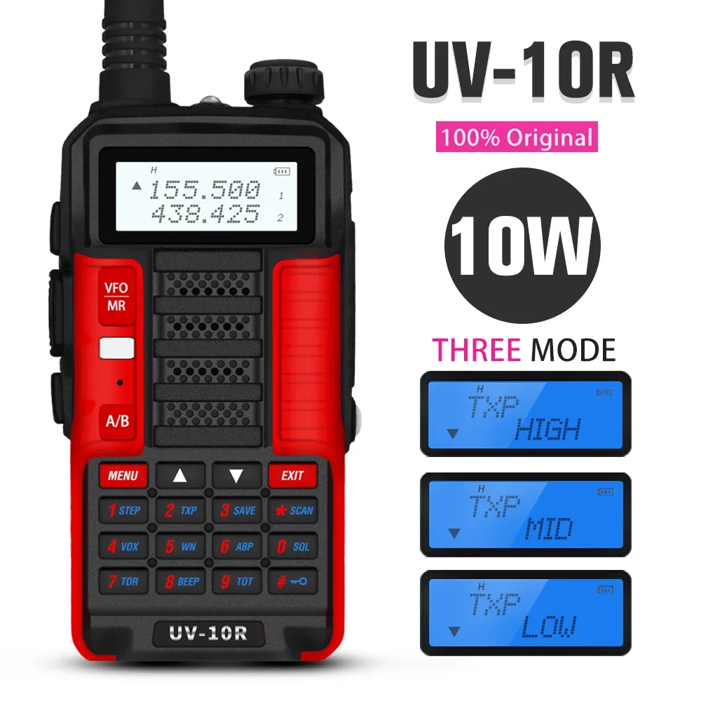 Baofeng UV-10R Professional Walkie Talkies, High Power 10W Dual Band Two-way Ham Radio, UV-10R 2 Way Radio Talkie Walkie 50 Km