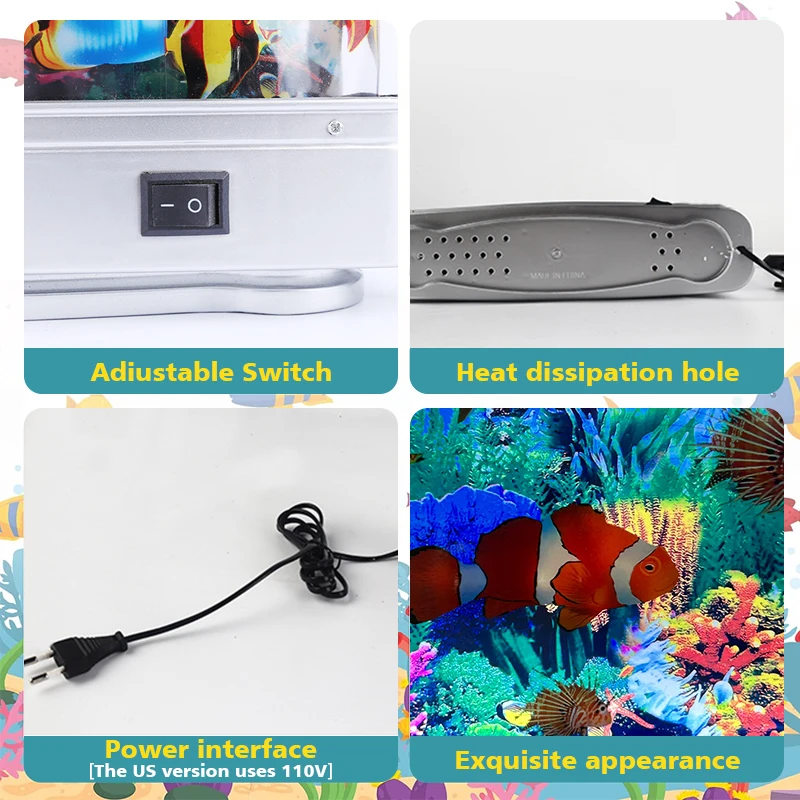 Dynamic Artificial Fish Tank Lamps LED Aquarium Decorative Night Light Virtual Underwater World Landscape Lamp Cute Room Decors