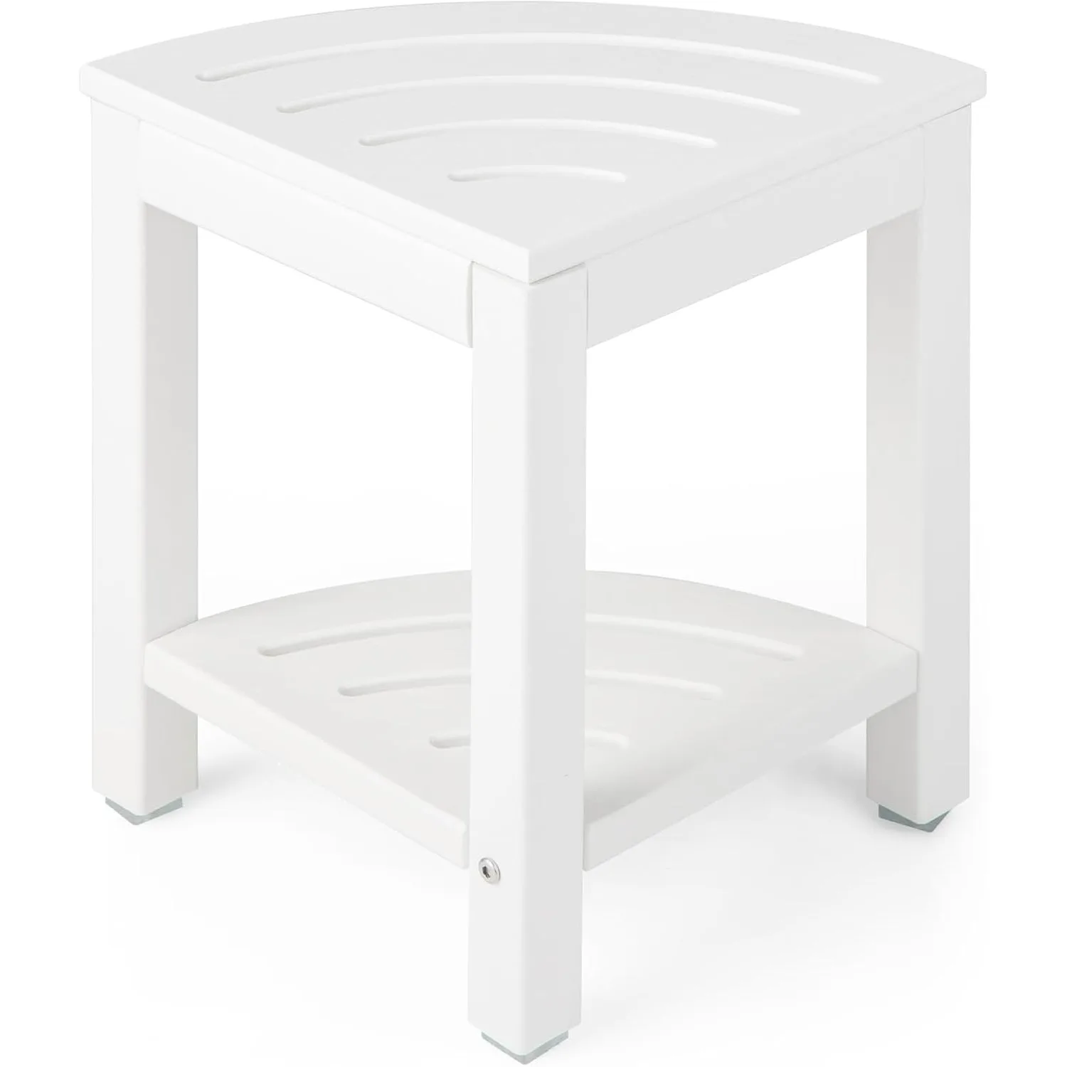 Corner Shower Stool Waterproof - HDPE Shower Bench Seat with Storage Shelf for Shaving Legs, Non-Slip Foot Pads