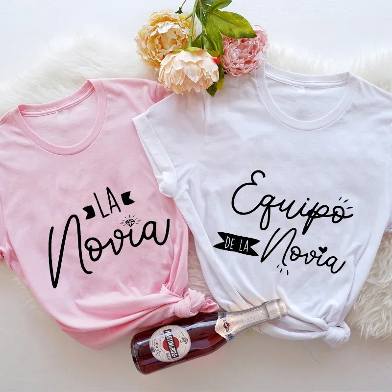 Espanhol Casamento Nupcial T-shirt, Tops Noivos, Team Bride Tripulação, Dama de honra, Bachelorette Hen Party, Future Bride Squad